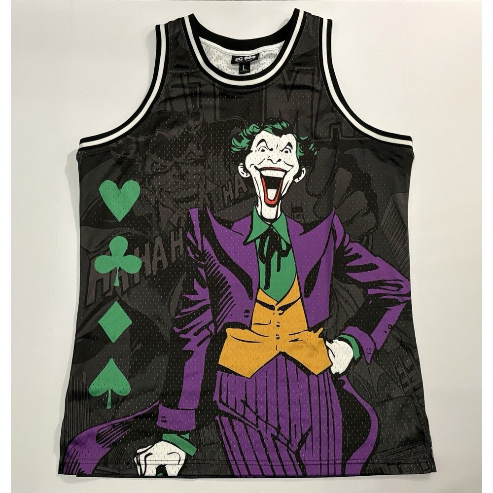 DC Joker Graphic Mesh Basketball Jersey Tank Top Men's L Breathable Lids Brand
